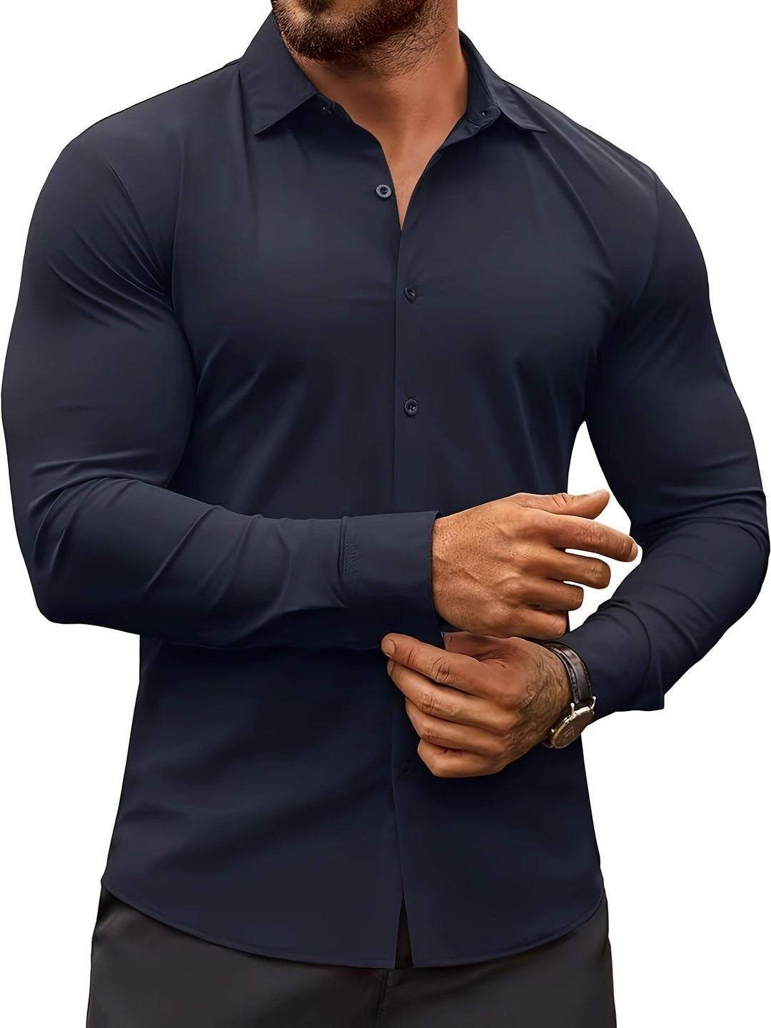 Levoire | Chemise Officielle Pour Homme Unie Avec Revers Meri bleu