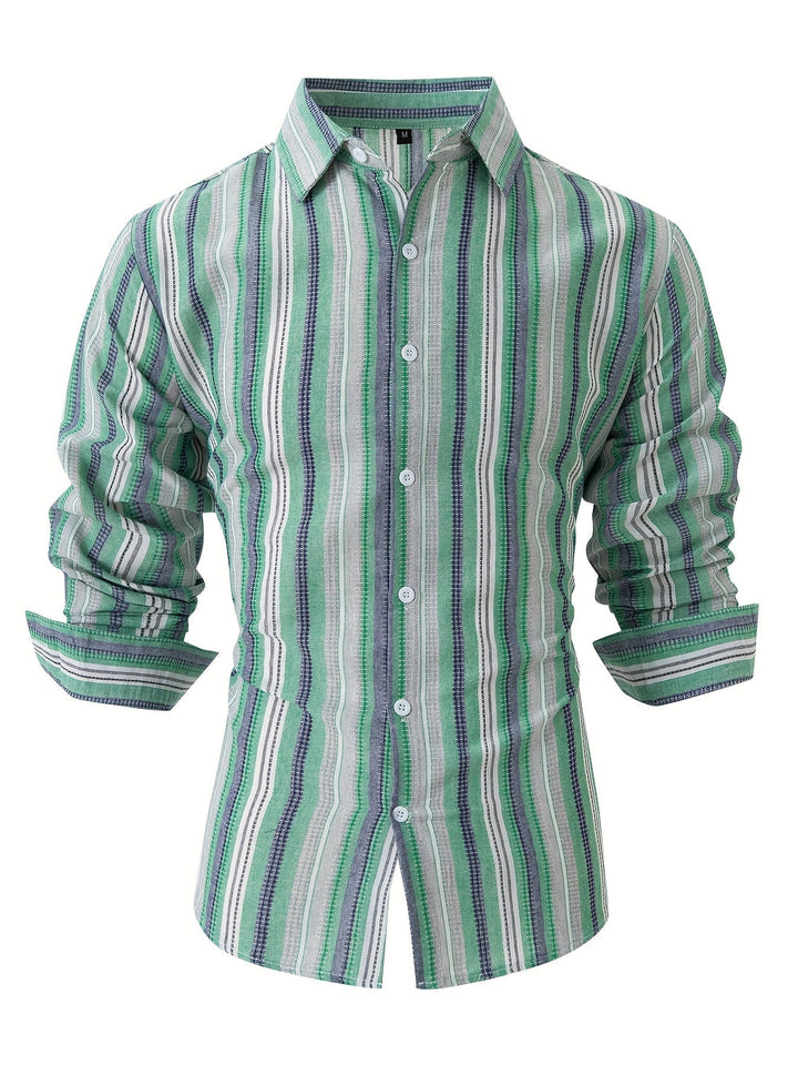 Levoire | Chemise En Coton Lin Rayée Pour Hommes Pour Un Look Décontracté
