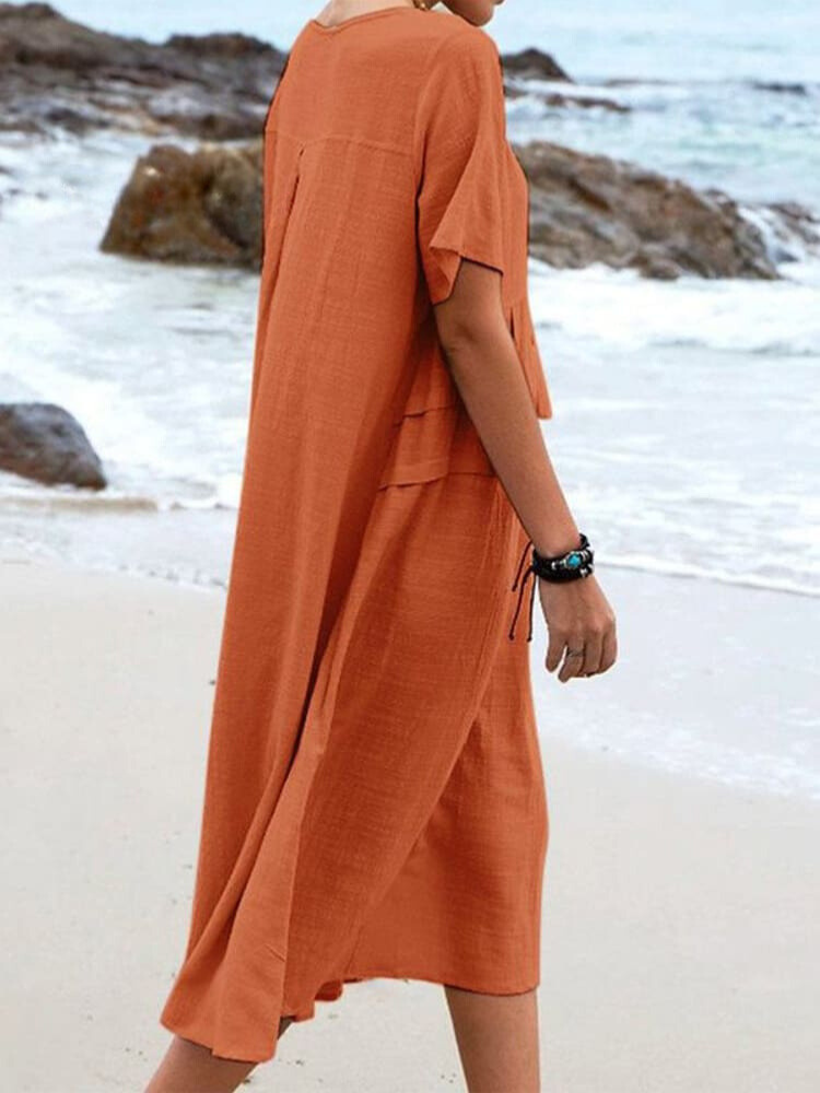 Levoire | Robe En Coton Lin Unie Décontractée
