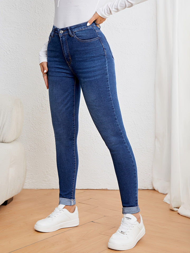 Levoire | Vert Olive Jeans Slim Fit Taille Haute Denim Élastique