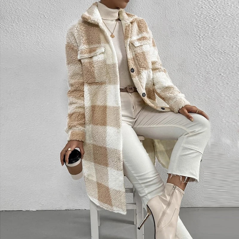 Levoire | Chemise À Carreaux En Teddyfleece Beige