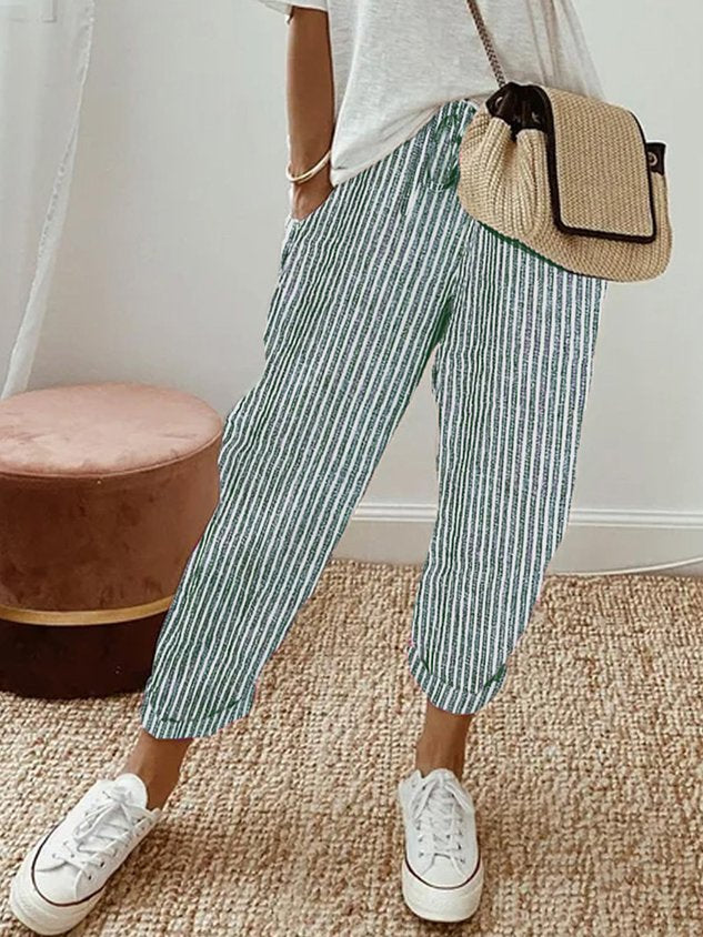 Levoire | Pantalons Ilmaisa Vert (Rayé)