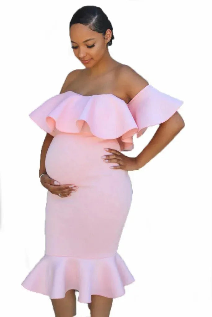 Levoire | Robe de maternité avec des volants élastiques pour femmes enceintes