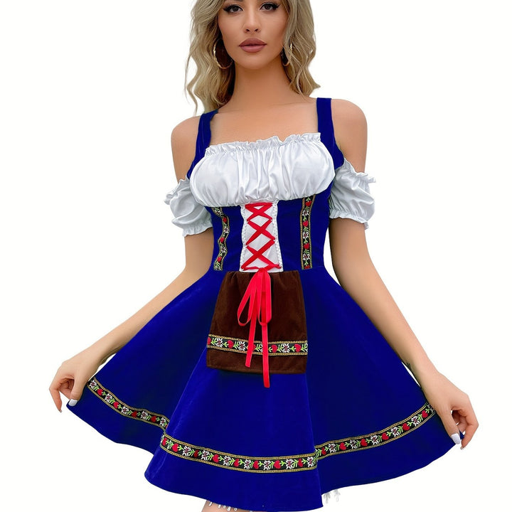 Levoire | Récolte De Vin Robe Dirndl À Épaule Froide Avec Boucle