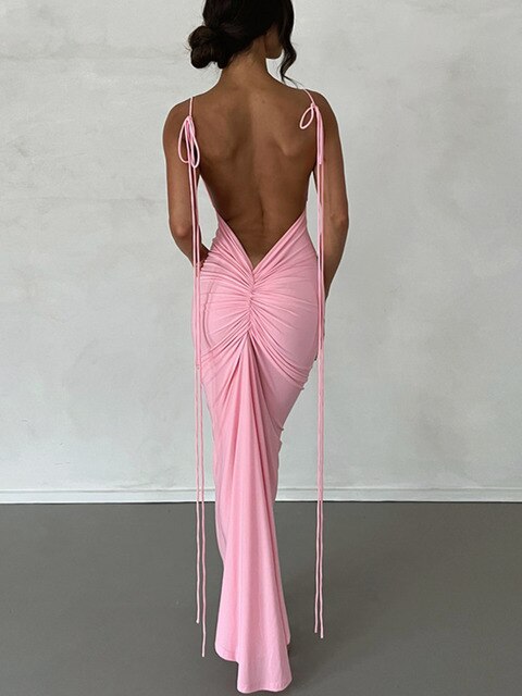 Levoire | Robe Bodycon Dos Nu Avec Volants Rosa L