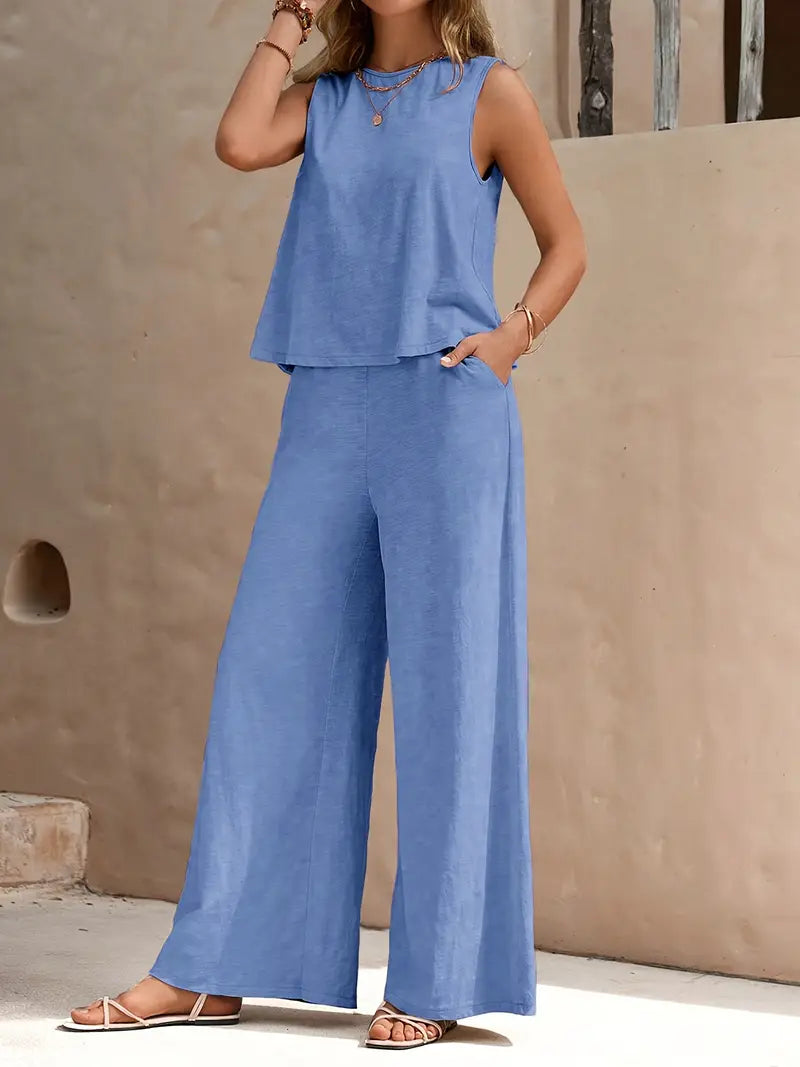 Levoire | Ensemble En Lin Deux Pièces Pour Femmes Himmlischbleu
