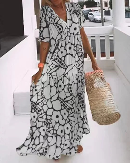 Levoire | Nouvelle Robe D'Été Avec Manches Courtes Et Imprimé Noir