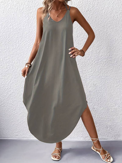 Levoire | Robe Sans Manches Bretelles Spaghetti Gris