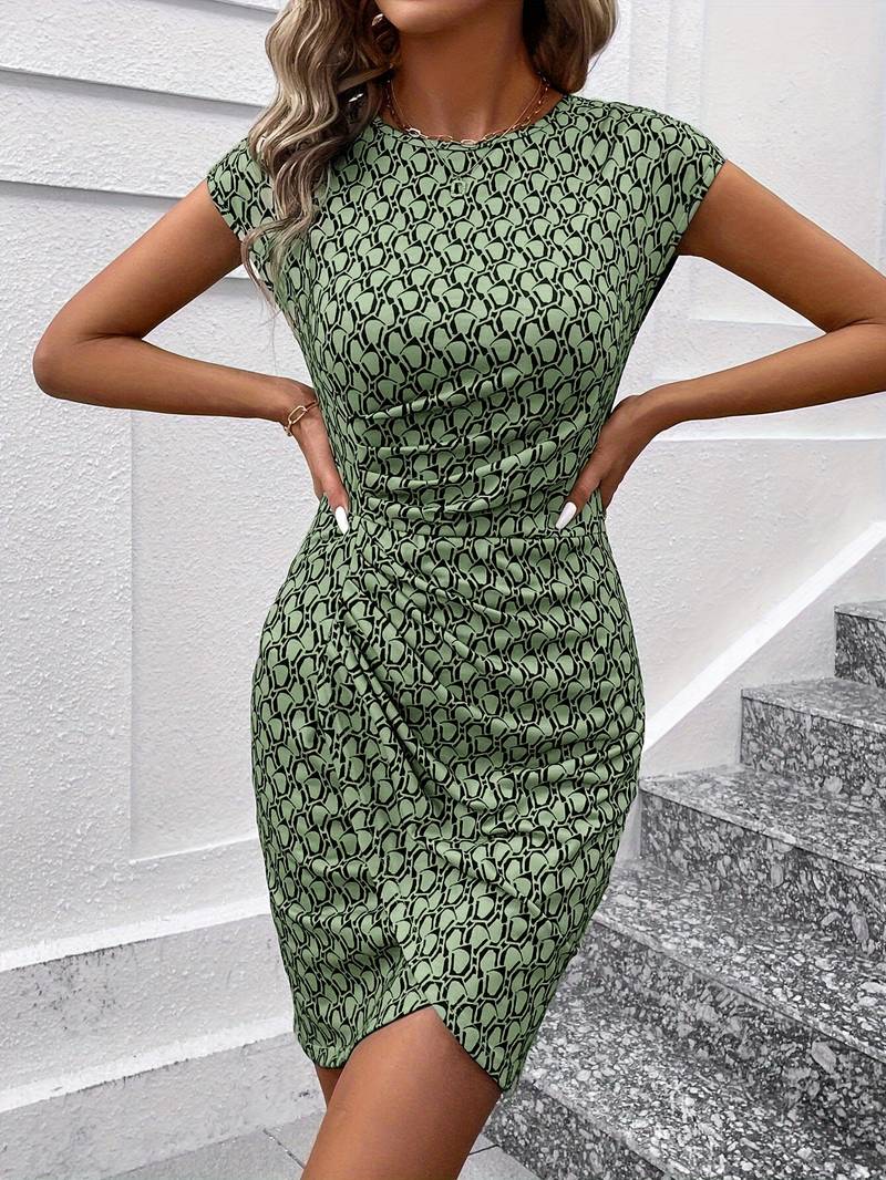 Levoire | Robe Tulipe À Manches Courtes Avec Imprimé Intégral