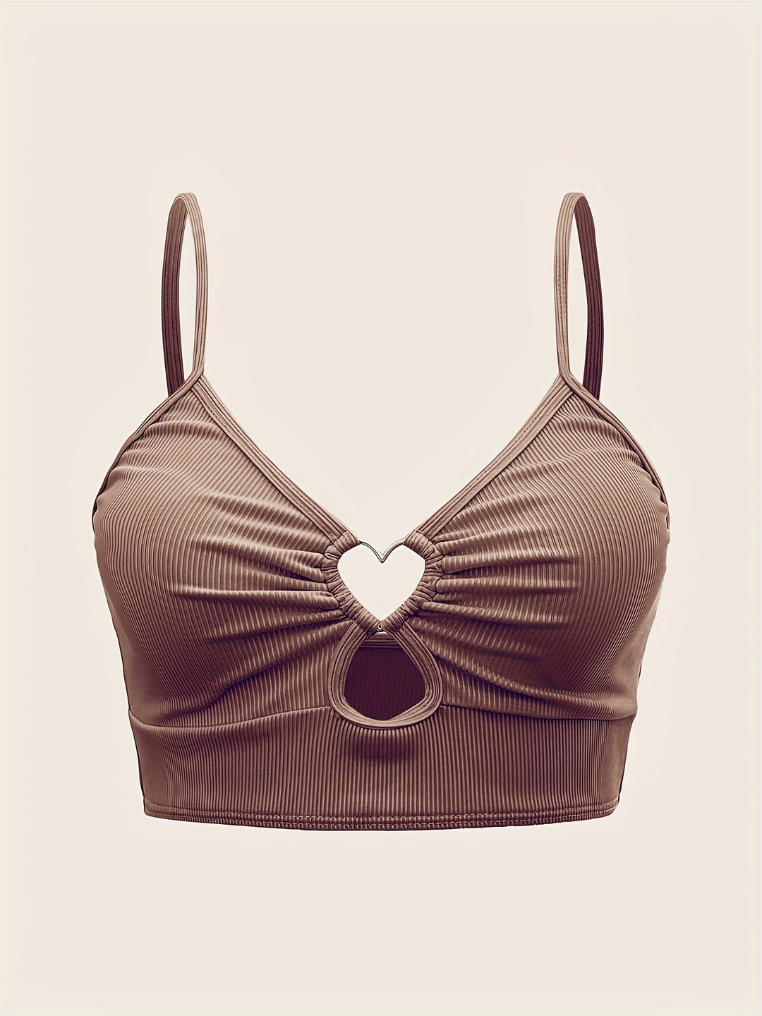 Levoire | Crop Top Rippé Avec Décolleté En Cœur Pour Femmes Café