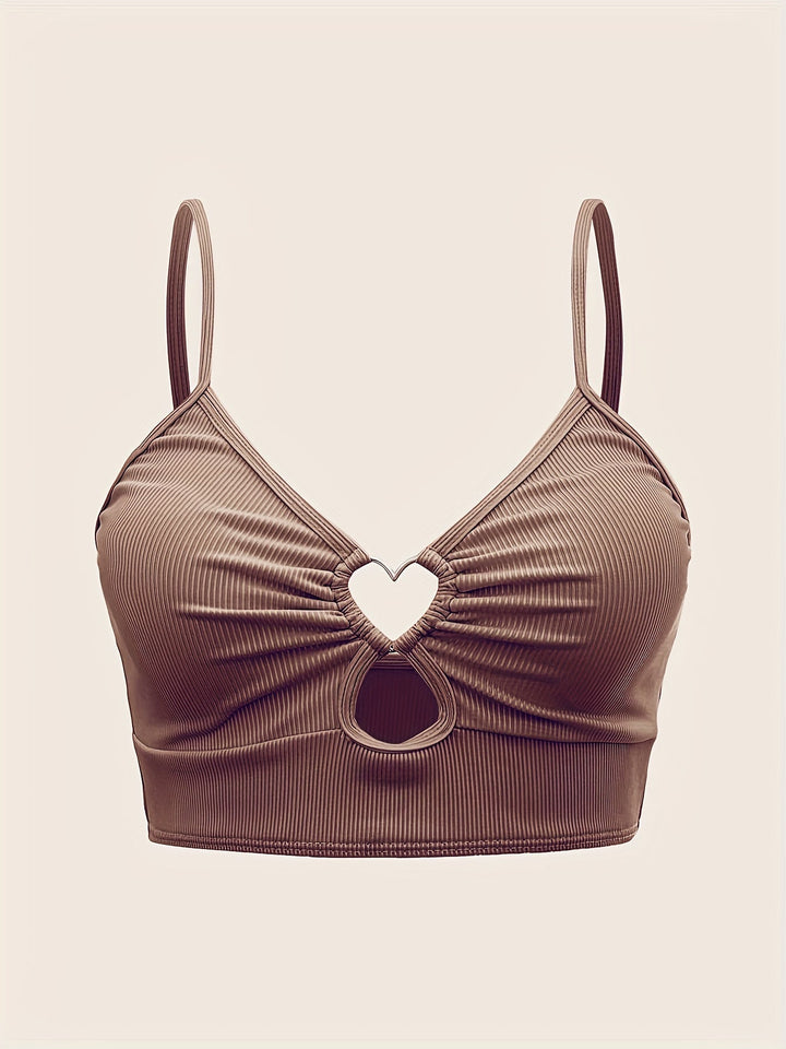 Levoire | Crop Top Rippé Avec Décolleté En Cœur Pour Femmes Café