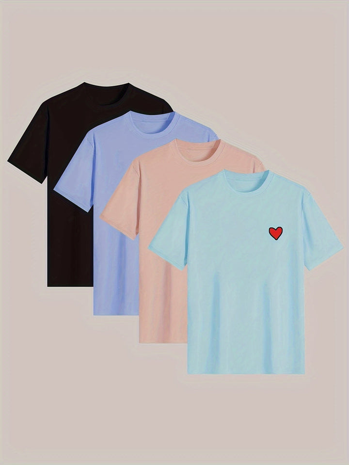 Levoire | T-Shirt De Pyjama Pour Homme Avec Imprimé Cœur Tendance Mélange de couleur 3