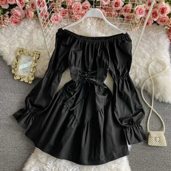 Levoire | Robe trapèze à manches longues avec taille étroite Noir Une taille