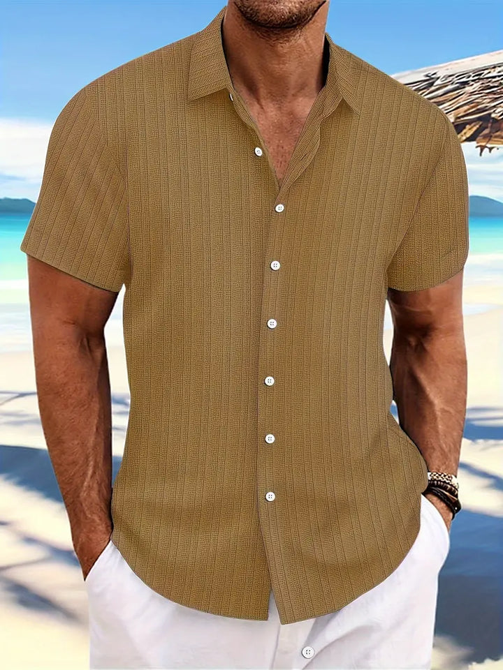 Levoire | Chemise À Manches Courtes Avec Patte De Boutonnage Pour Homme Khaki