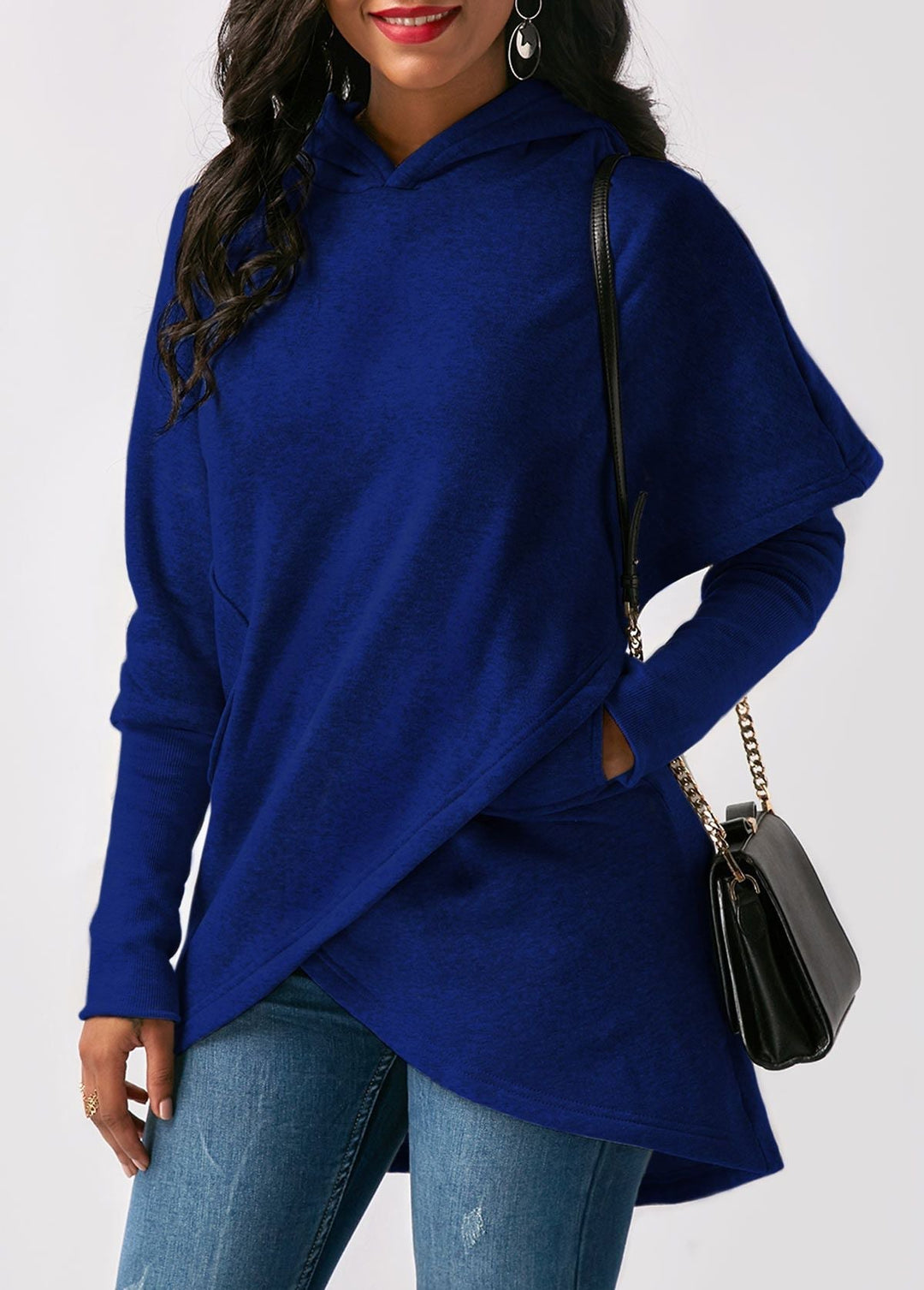 Levoire | Sweat À Capuche Asymétrique Tendance Bleu