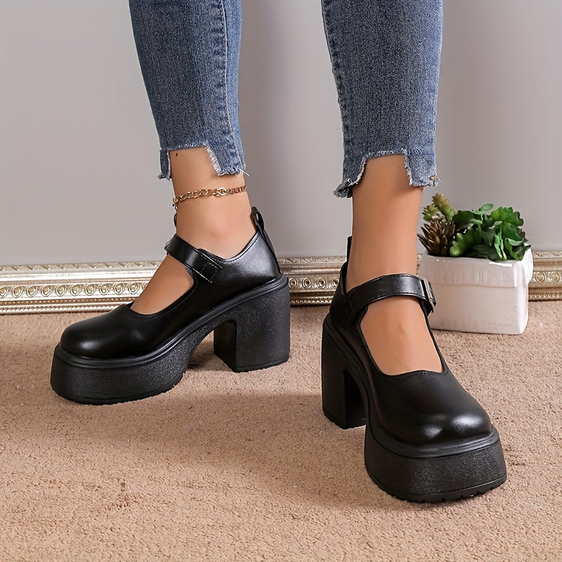Levoire | Talon-Design Femme Talons Hauts Avec Une Haute Semelle Et Une Bride De Cheville Noir