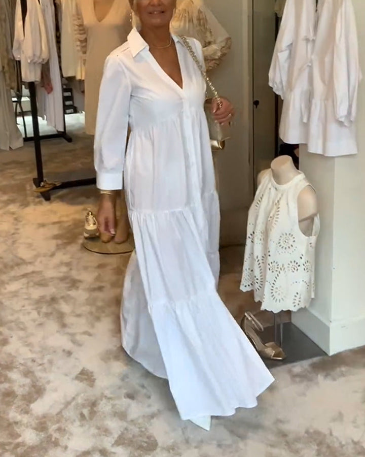 Levoire | Robe Avec Boutons Et Revers Blanc