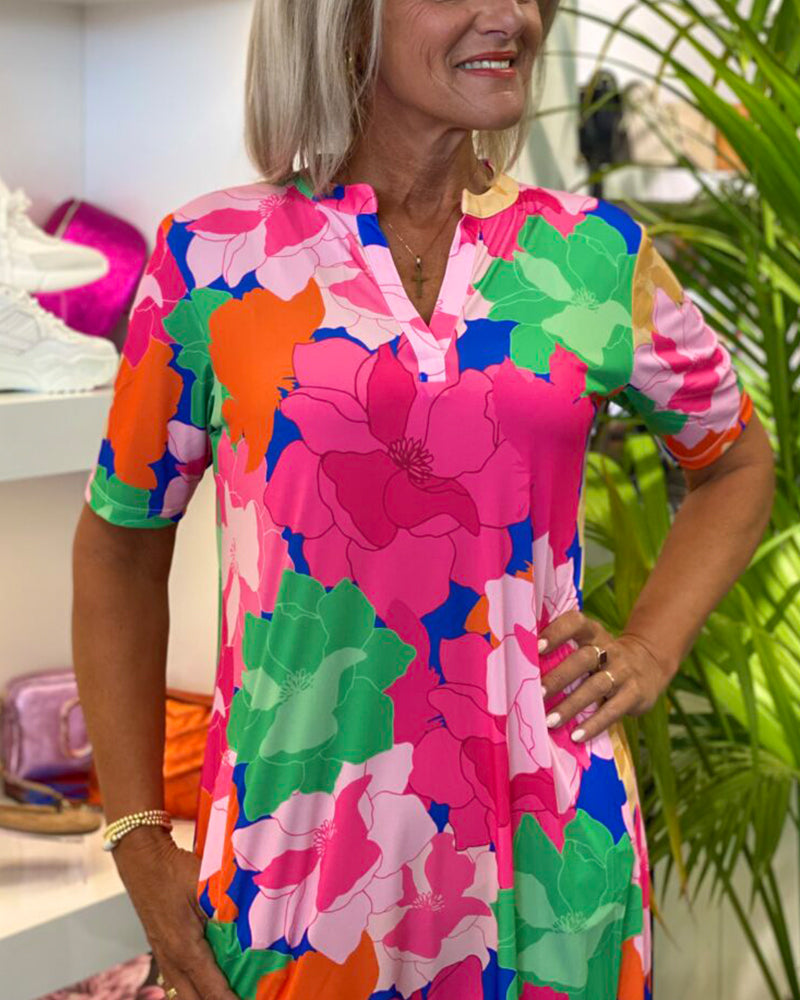 Levoire | Robe Avec Décolleté En V Et Motif Floral