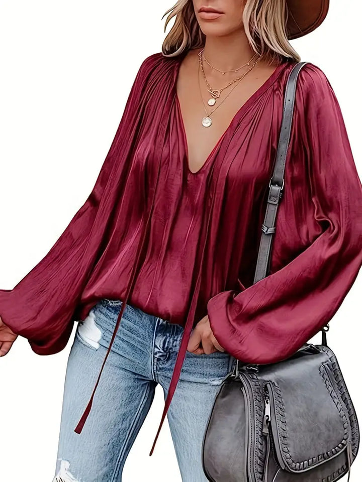 Levoire | Blouse En Satin Pour Femmes Bourgogne