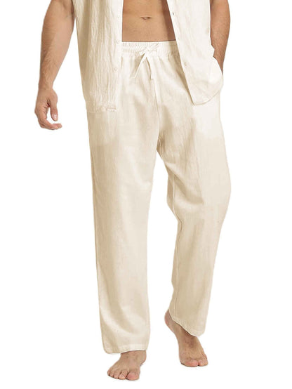 Levoire | Coton Lin Pantalons Homme Pour Une Coupe Décontractée Beige
