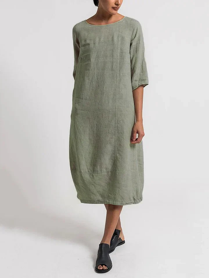 Levoire | Col rond Manches 3/4 Robe Vert
