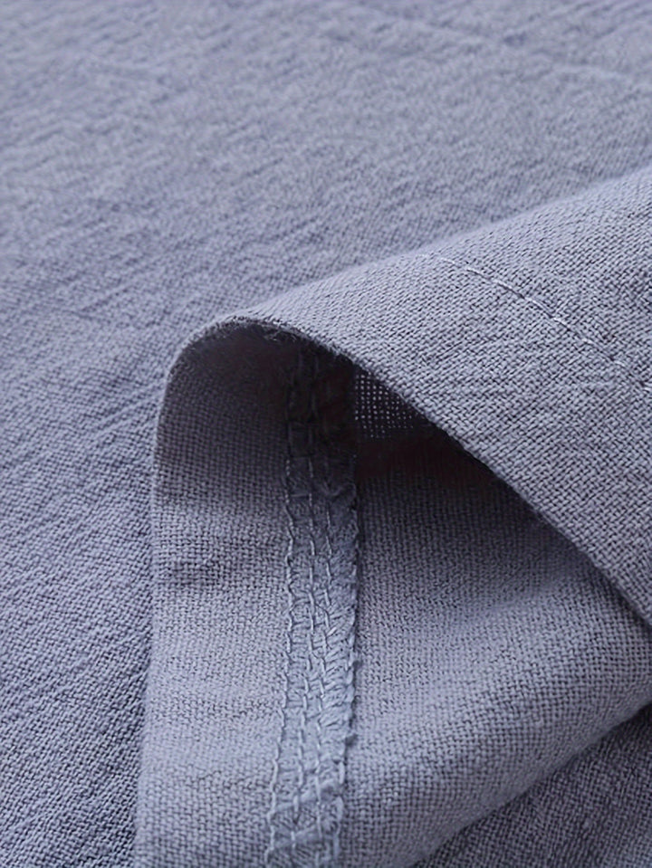 Levoire | T-Shirt Henley À Manches Longues En Mélange Coton-Lin Printemps/Automne