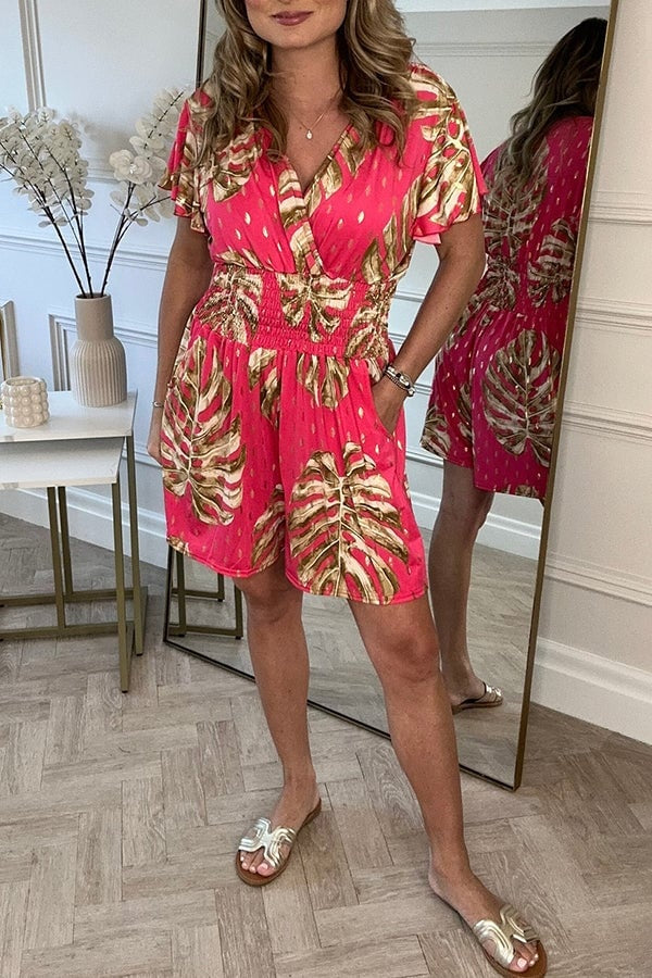 Levoire | Imprimé Feuilles Salopette Rosa