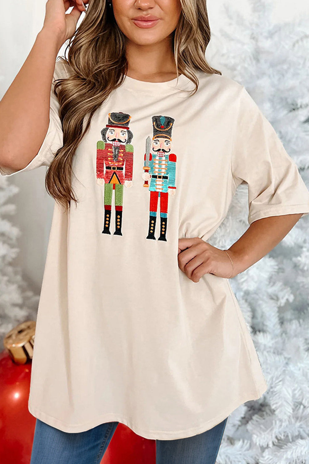 Levoire | Casse-noisette Col rond Manches courtes T-shirt Tan