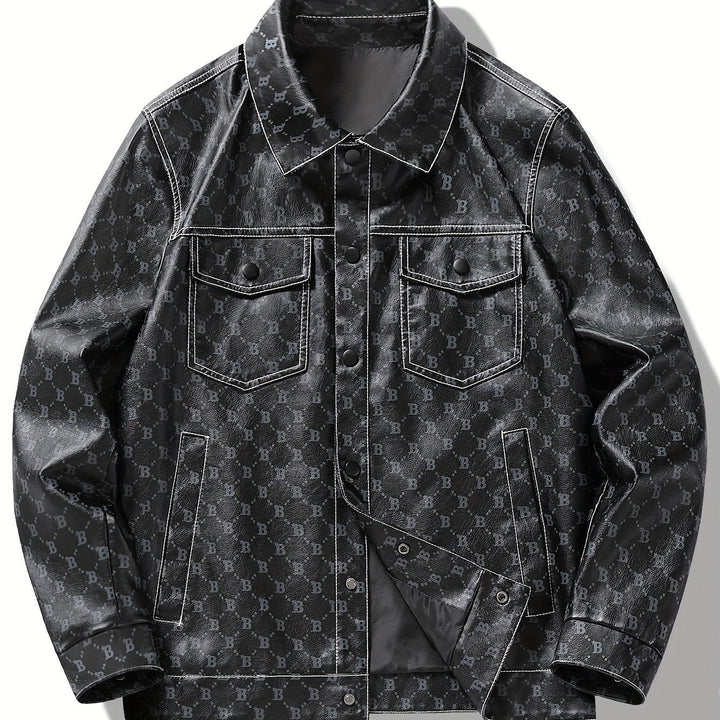 Levoire | Élégant Manteau En Cuir Pu Pour Hommes Avec Lettres