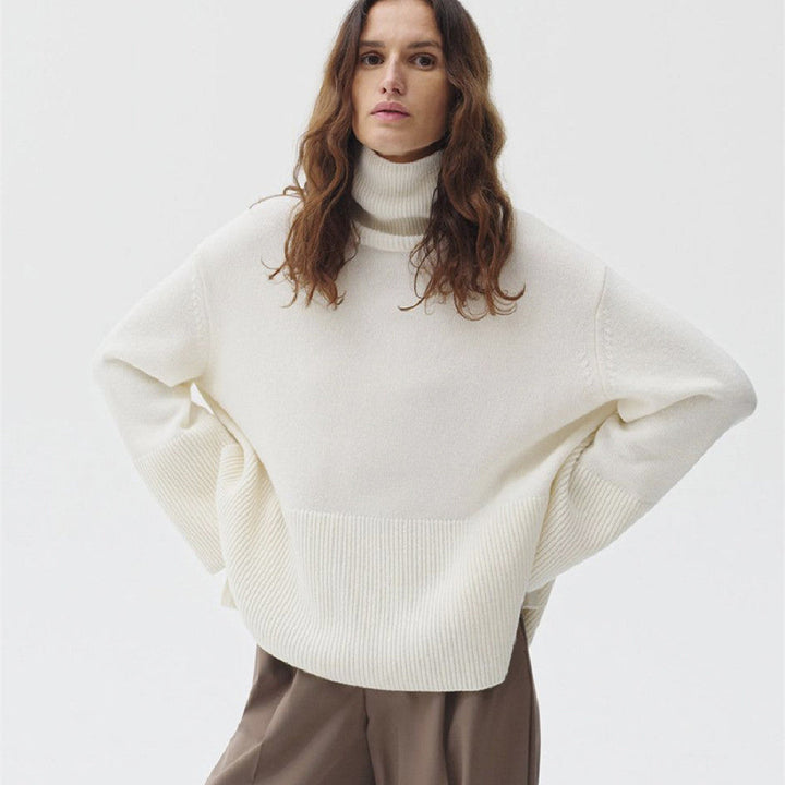 Levoire | Pull-Over En Cachemire Pour Femmes En Tissus Unis D'Automne Blanc laiteux