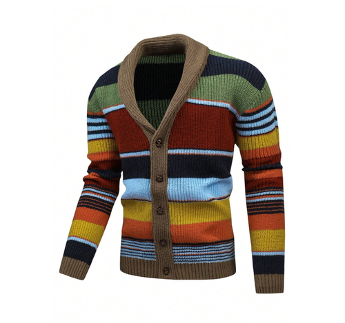 Levoire | Gilet Rayé À Manches Longues Avec Boutons