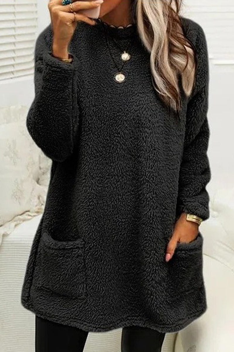 Levoire | Sweatshirt Avec Poche Et Col Rond En Uni Pour Streetwear Noir