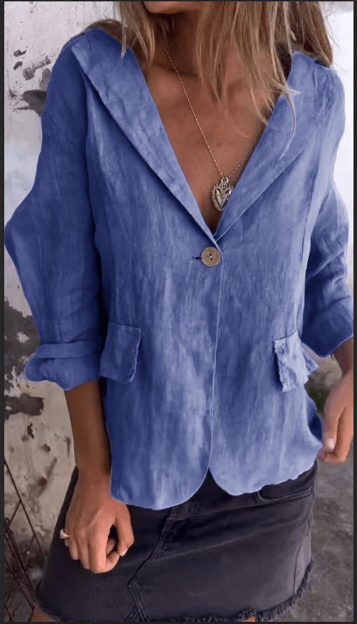 Levoire | Veste Décontractée À Revers À Un Bouton Bleu