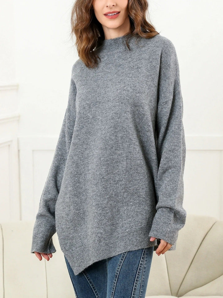Levoire | Pull Élégant Avec Fentes Latérales Gris foncé