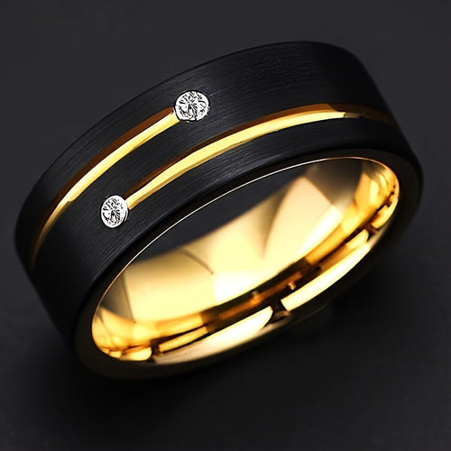 Levoire | Large Black And Gold Stainless Steel Ring Inspired By The Vintage Unisex Statement Piece