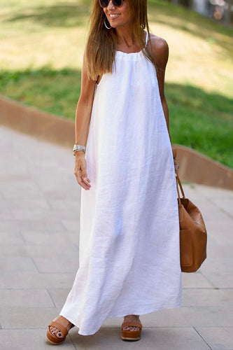 Levoire | Robe longue à col licou en lin mélangé