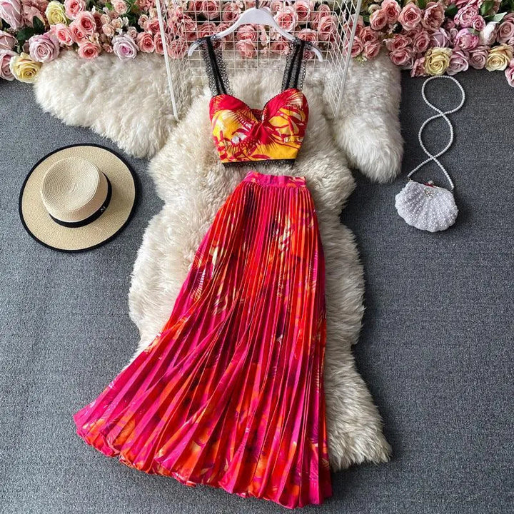 Levoire | Ensemble sans manches à deux pièces avec motif floral