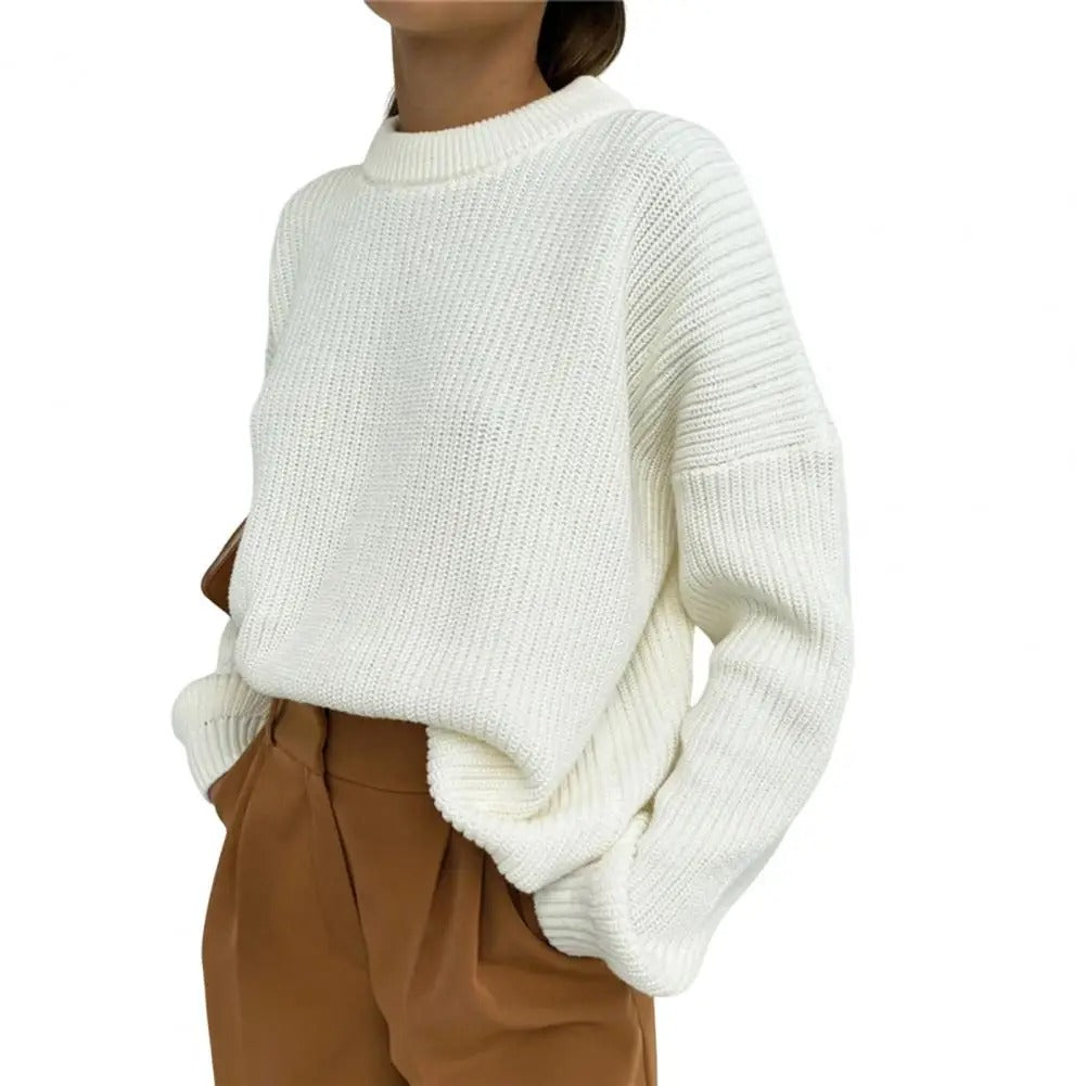 Levoire | Pull En Tricot Doux Avec Col Rond Blanc