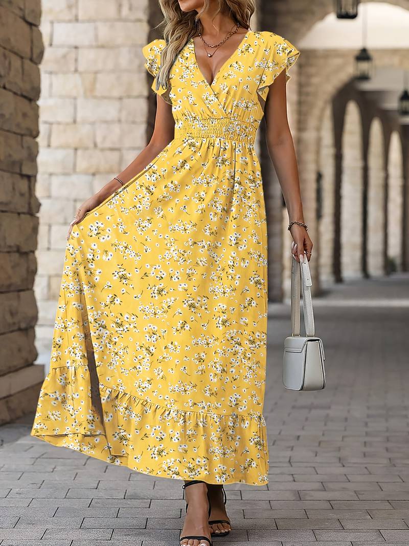 Levoire | Robe Avec Manches En Dentelle Et Ourlet À Volants