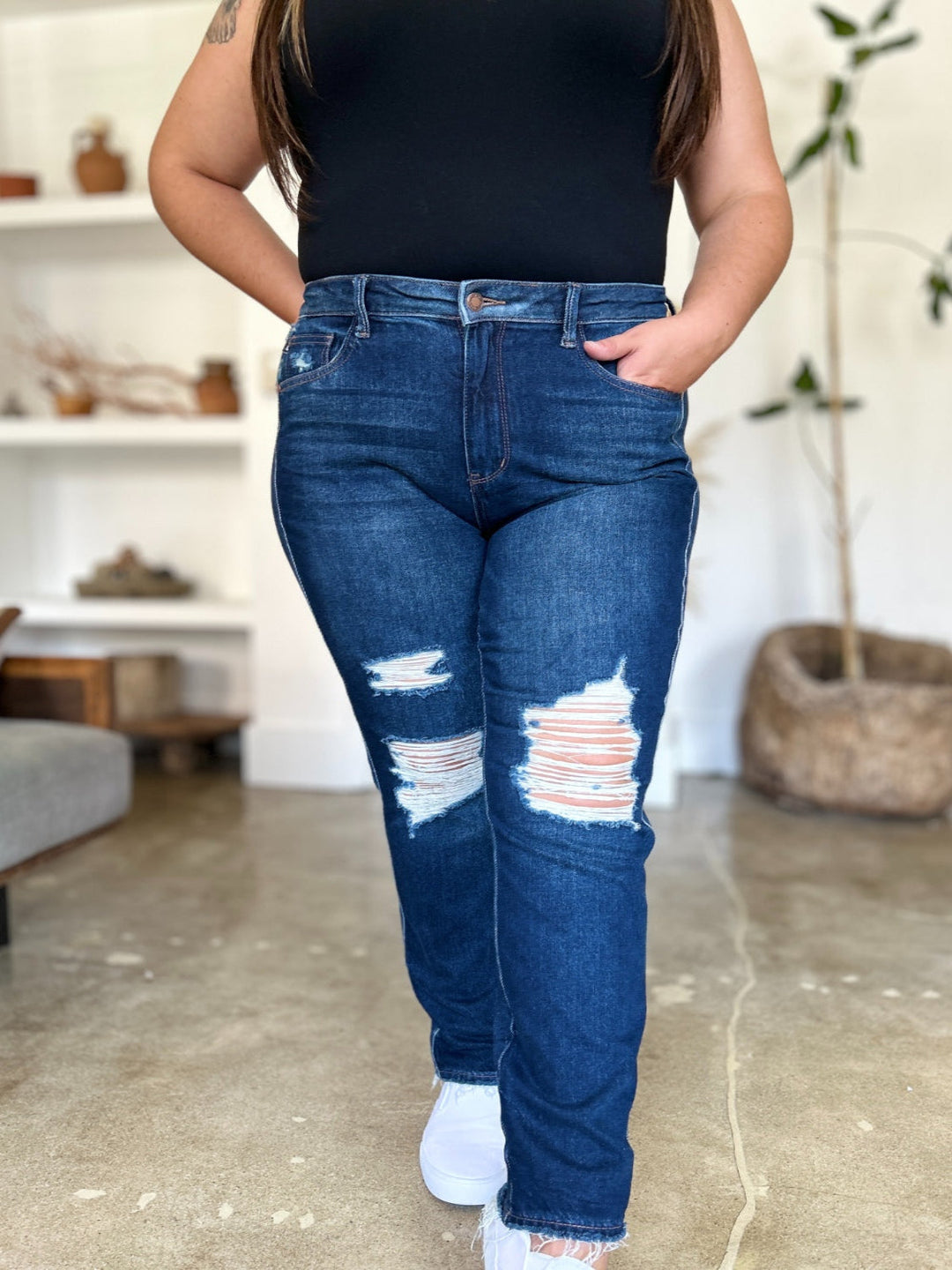 Levoire | Judy Blue Taille Haute Rigide Magic Heavy Destroy Jean Droit