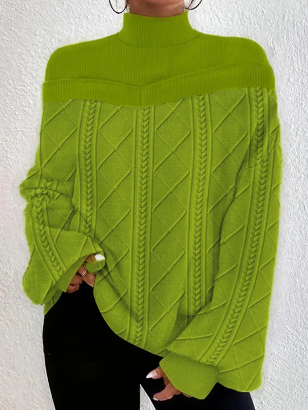 Levoire | Blouse Femme Ample Avec Col Montant Et Manches Longues Vert