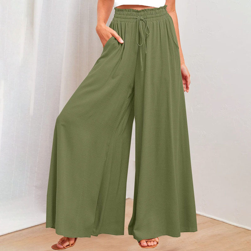 Levoire | Pantalons D'Été Décontractés Et Aérés Pour Femmes Avec Jambes Larges Vert armée