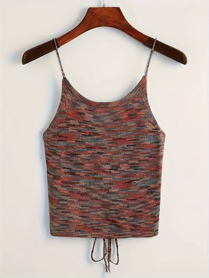Levoire | Haut Élégant En Tricot Dos Nu Avec Bretelles Spaghetti Multicolore