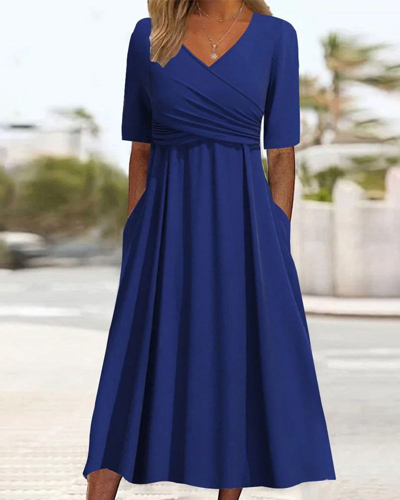 Levoire | Robe Élégante À Décolleté En V Bleu