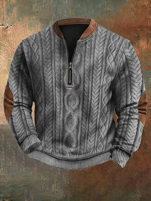 Levoire | Pull Vintage Tricoté Avec Fermeture Éclair Gris
