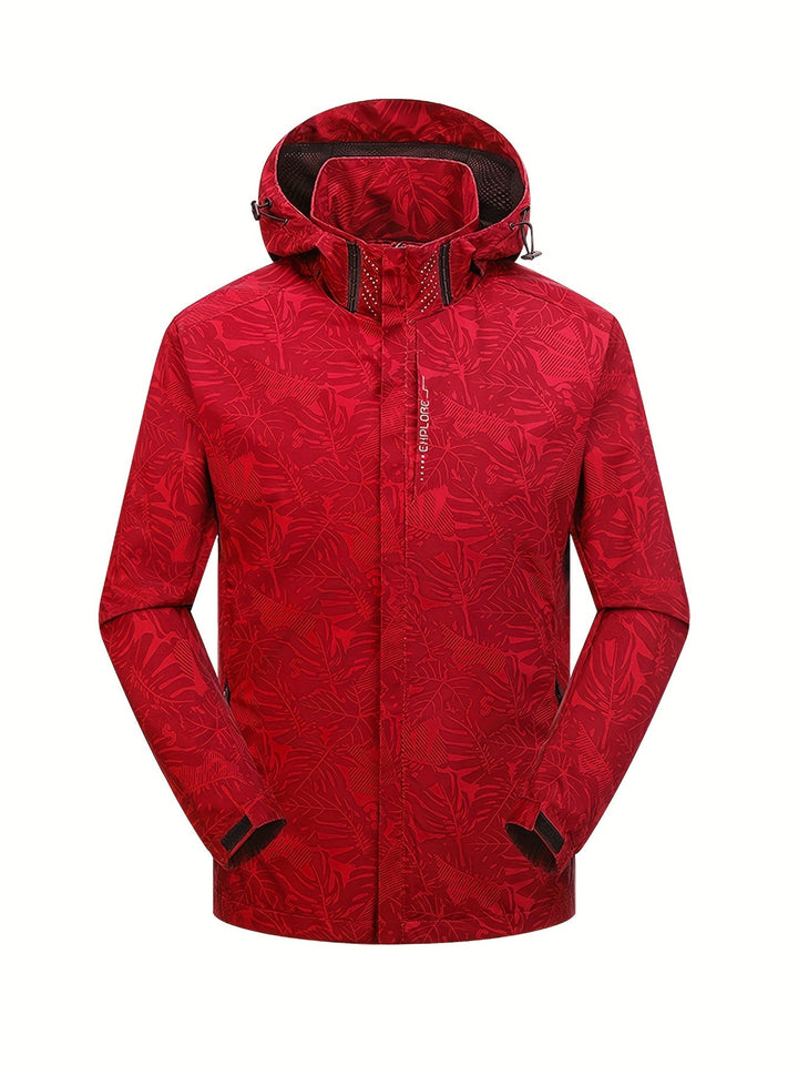 Levoire | Veste Coupe-Vent Décontractée Imperméable Avec Capuche Camouflage-Rouge