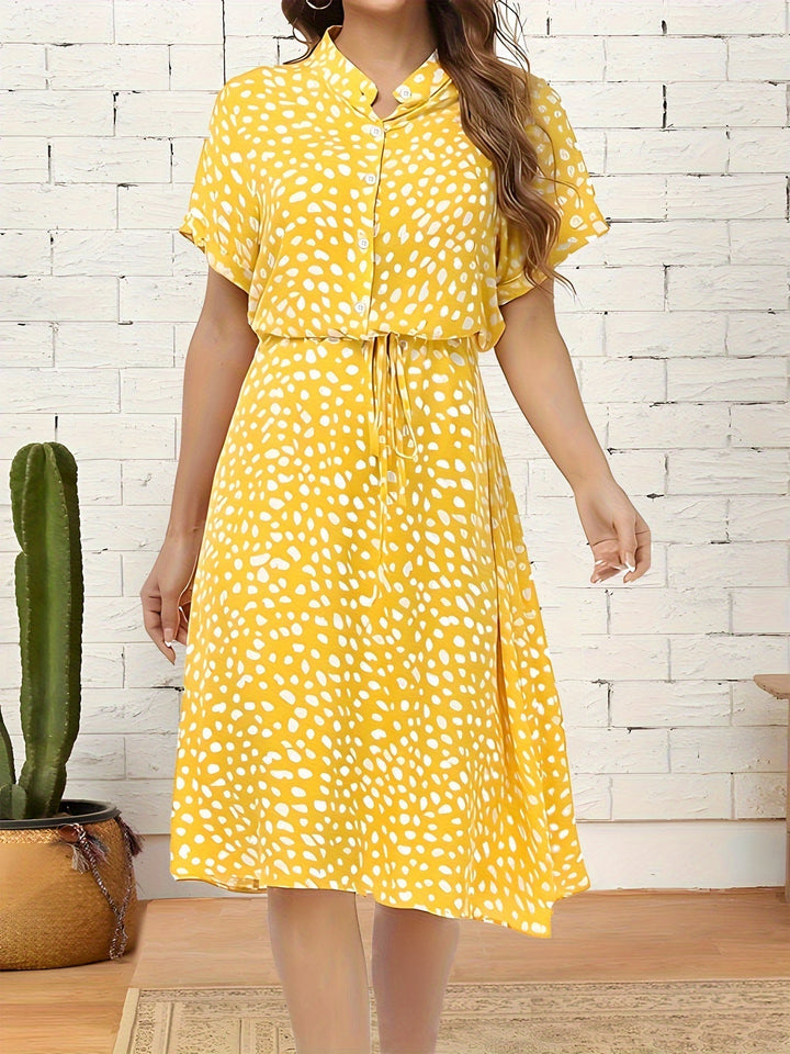 Levoire | Femme Robe Élégante À Cordon Imprimé Marron