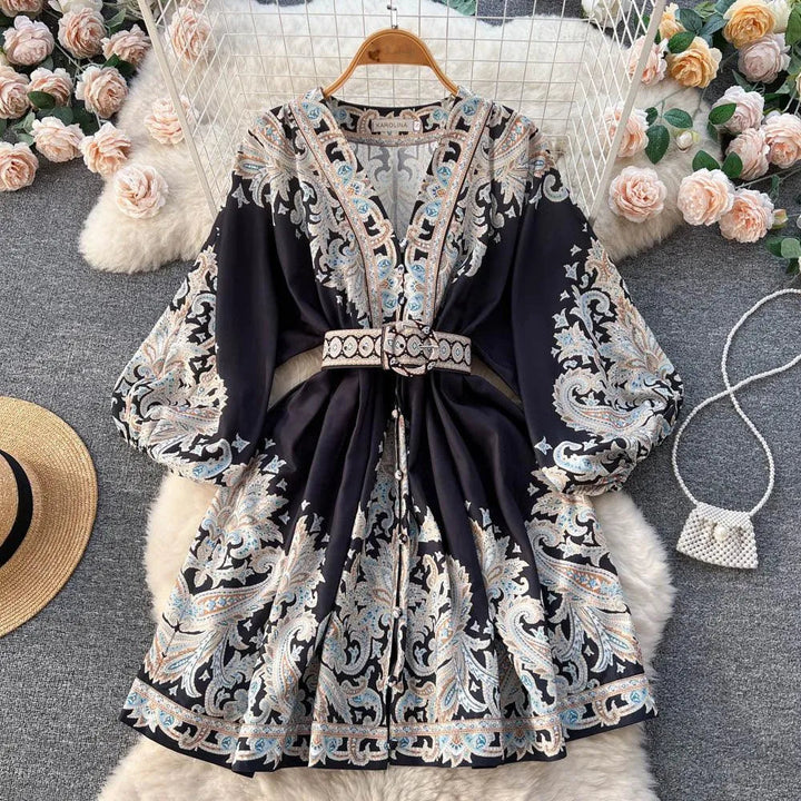 Levoire | Robe mi-longue soirée à manches courtes Noir