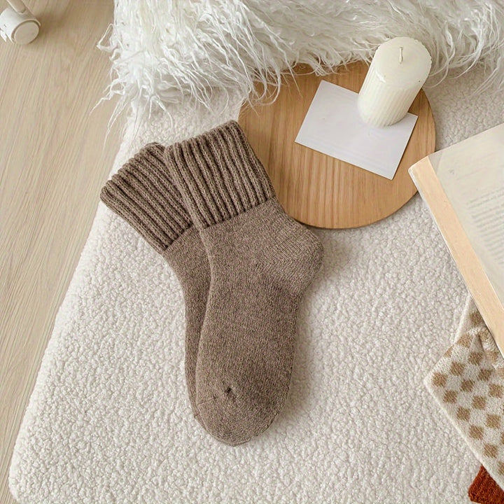 Levoire | Paire De Chaussettes Simples, Unies, Épaisses, Chaussettes Mi-Mollet Unisexes Confortables Et Douces, Bas Et Articles De Bas Pour Femmes