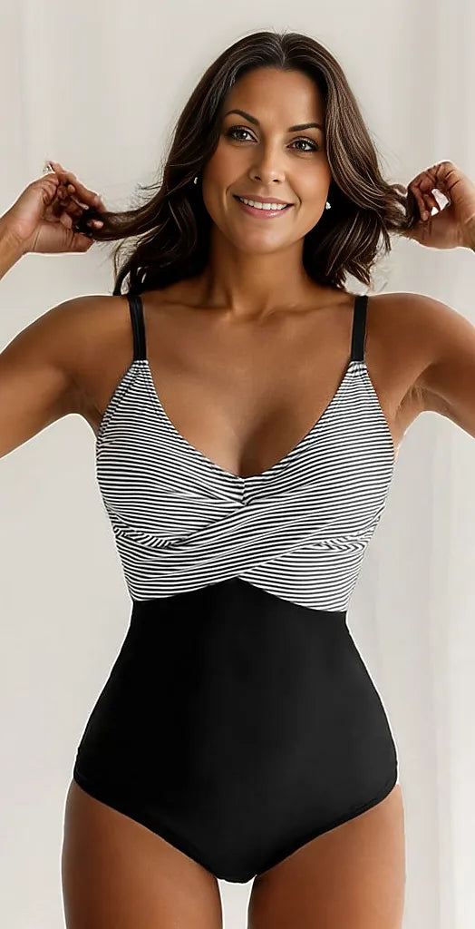 Levoire | Élégant Maillot De Bain Rayé Pour Un Été Simple. 2XL